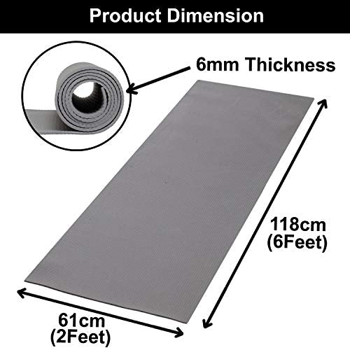 ESTACELL Yoga Mat For Exercise : Home Workout Mats for Women, Men & Kids, Anti Slip Gym Mats, Mat for Meditation, Pilates & Gymnastic, Non-Slippery, Soft & Foldable Travel Mattress, 6mm Thick, Grey
