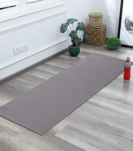 ESTACELL Yoga Mat For Exercise : Home Workout Mats for Women, Men & Kids, Anti Slip Gym Mats, Mat for Meditation, Pilates & Gymnastic, Non-Slippery, Soft & Foldable Travel Mattress, 6mm Thick, Grey