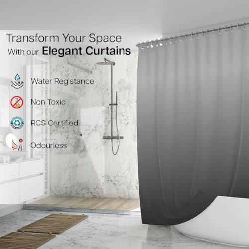 DRAPERI Twilight PEVA Shower Curtain with Hooks – Waterproof, Eco-Friendly, Embossed Design, 200x180 cm