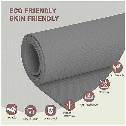 ESTACELL 4mm Thick Yoga Mat – Non-Slip, Foldable, Eco-Friendly Mat for Exercise, Meditation, Pilates, and Gym Workouts (Grey)