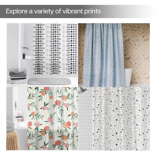 DRAPERI Twilight PEVA Shower Curtain with Hooks – Waterproof, Eco-Friendly, Embossed Design, 200x180 cm