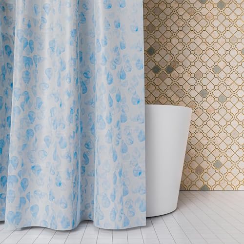 "PAPERI 3-Piece Multipurpose Water Drop Design Shower Curtain – Waterproof PEVA with 12 Matching Hooks, 200x180cm